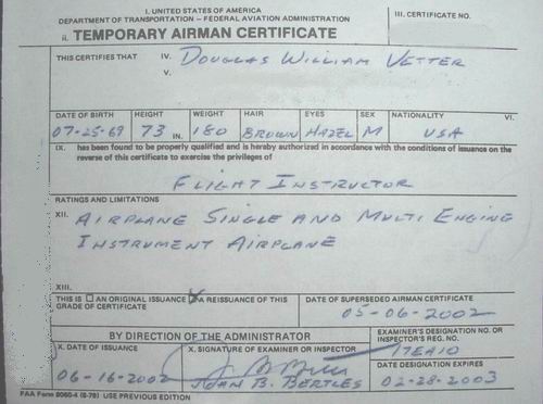 (Image: Temporary Airman Certificate)