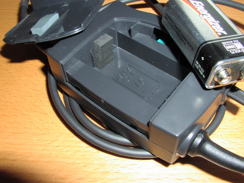 (Image: Closeup of battery box, cover open)