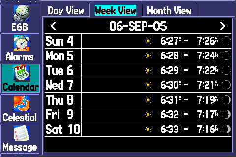 (Image: Calendar Menu Page, View By Week)
