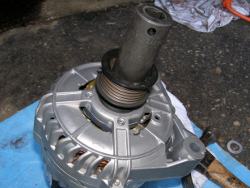 (Image: Pressing pulley onto new alternator shaft)