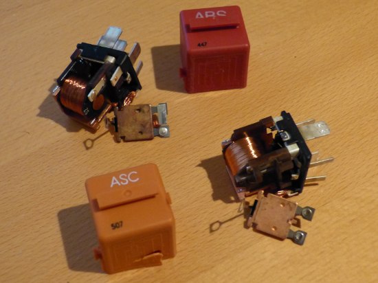 (Image: Closeup of old ASC and ABS relays)