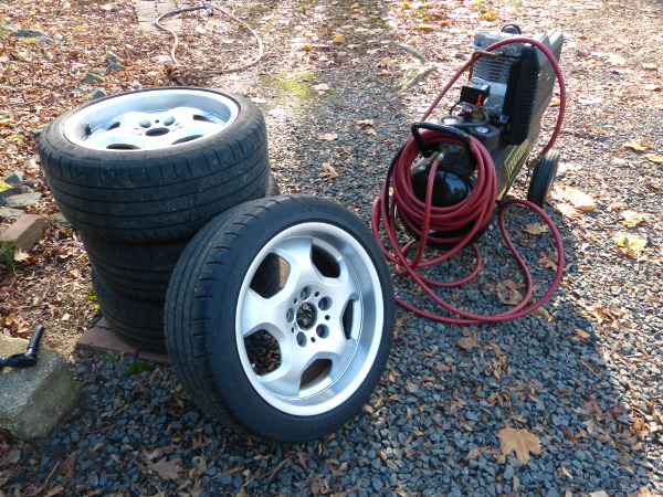 (Image: M Contour wheels and compressor used to remove them for winter)