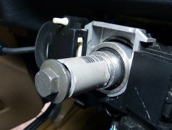 (Image: Showing DIY PVC drift installed on steering shaft)