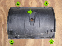 (Image: Closeup of airbox front cover and fastener locations)