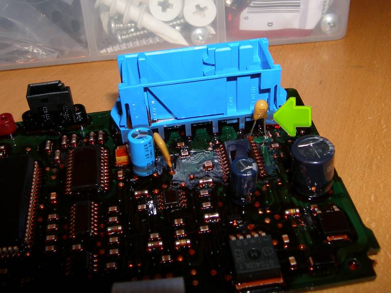 (Image: Closeup of capacitor replaced in HVAC controller)