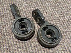 (Image: M3 control arm bushings installed in lollypops)