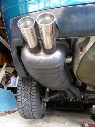 (Image: Perspective shot of M3 exhaust installed)