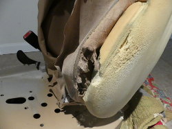(Image: Showing damaged backrest bolster foam)