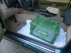 (Image: Milk crate as temporary driver seat)