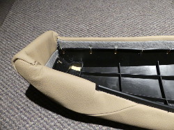 (Image: Closeup of top interior of rear bolster with new cover installed)