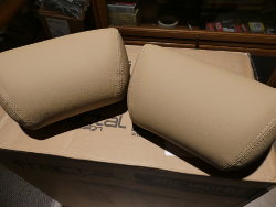 (Image: Glamour shot of two rear headrests with new covers installed)