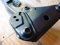 (Image: Right side top closeup of freshly powdercoated subframe)
