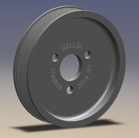 (Image: Initial CAD rendering of billet BMW replacment power steering pulley)