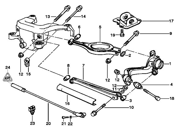 (Image: Exploded view of the E36 rear suspension)