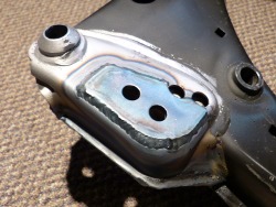 (Image: Closeup of doubler welded onto subframe)