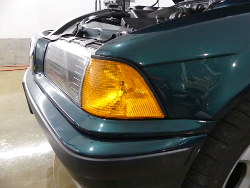 (Image: Closeup showing final alignment of driver side headlight and turn signal)