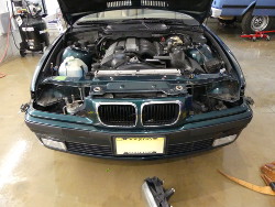 (Image: Front of E36 with headlights and turn signals removed