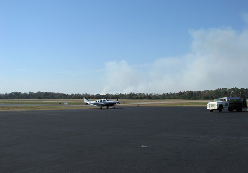 (Image: Looking across the ramp at the smoke)
