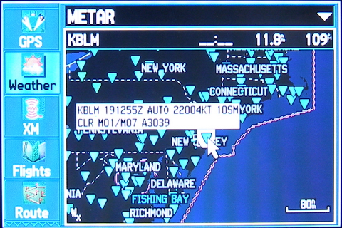 (Image: Weather Menu, METAR Overview Display)