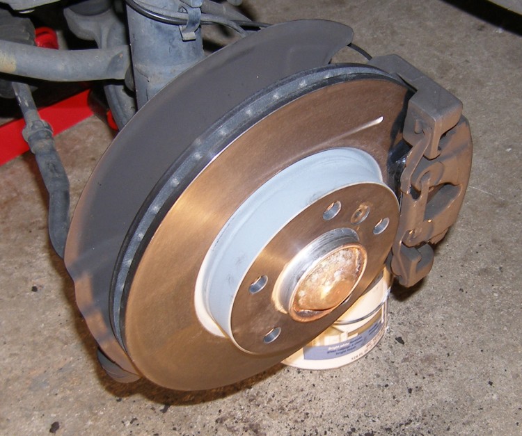 (Image: Closeup of new BMW ventilated brake disc)