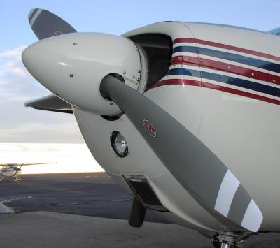 (Image: Closeup of freshly overhauled propeller)