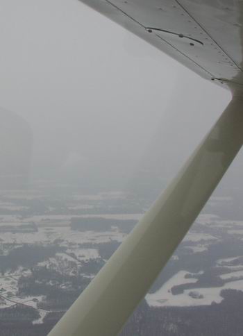 (Image: Airborne in foggy conditions)