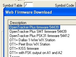 (Image: Screenshot of OpenTracker firmware upgrade window)