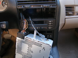(Image: Closeup of rear of BMW radio with antenna cable removed