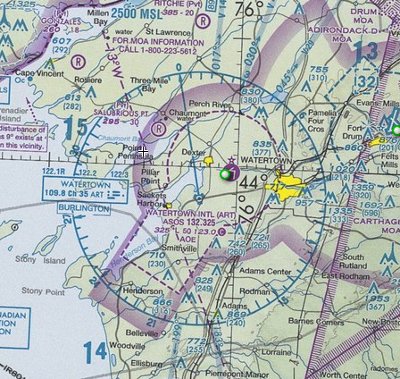 (Image: Scan of Watertown, New York airport sectional chart)
