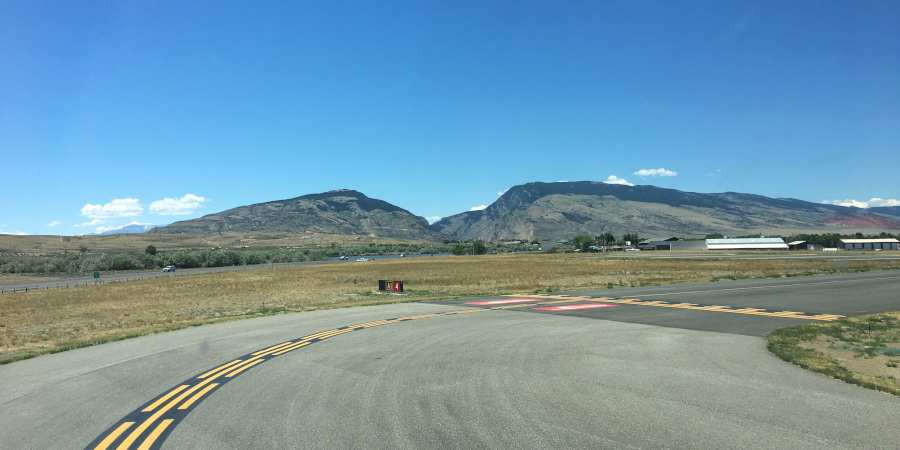 Holding short of the runway in Cody, WY waiting for release (Image: Holding short in Cody Wyoming waiting for release)