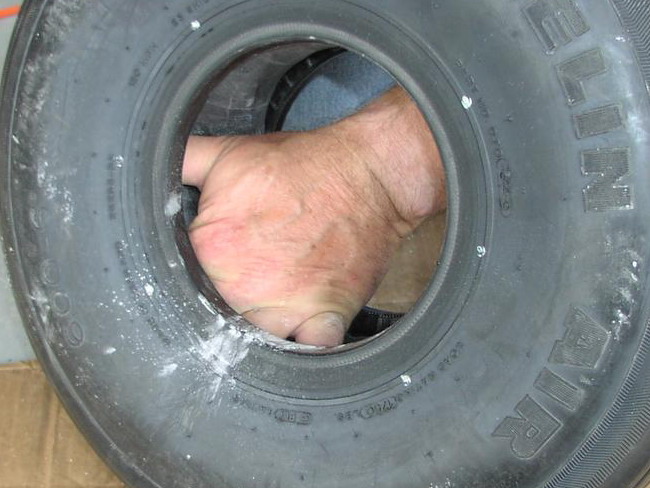 (Image: Checking the tube installation prior to inflation)