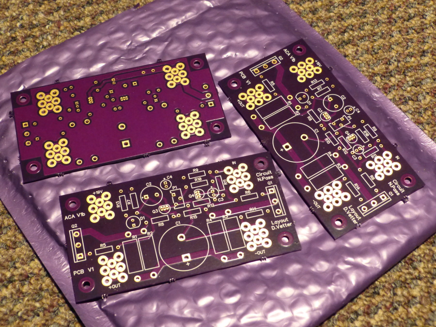 (Image: OshPark rendering of Amp Camp Amp PCB Bottom Layer)