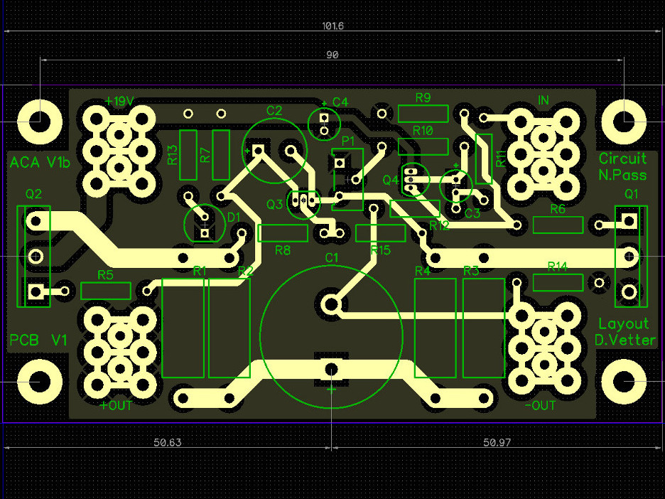 (Image: Diptrace screenshot of PCB editor ACA top layer)