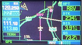 (Image: Screenshot of GNS430 enroute to RBV)