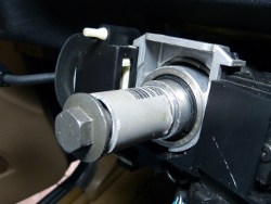 (Image: Showing DIY PVC drift installed on steering shaft)