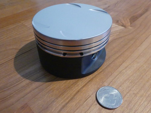 (Image: Closeup of custom JE Piston for M52 with thermal barrier coating)
