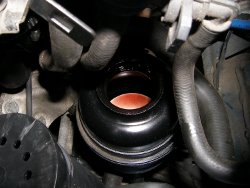 (Image: Closeup of empty power steering reservoir)