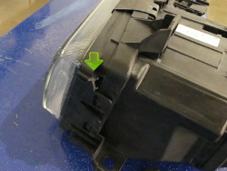 (Image: Closeup of broken upper turn signal mounting rail)