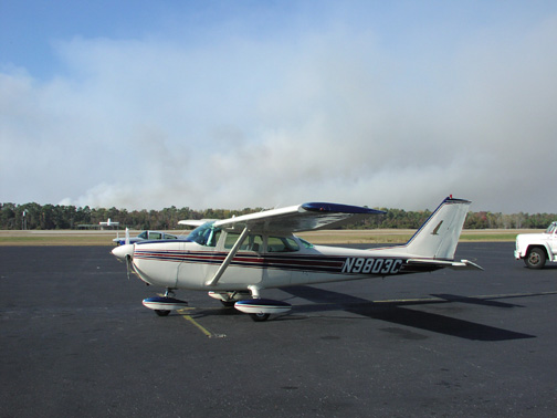 (Image: Grand Strand VOR and smoke in background)