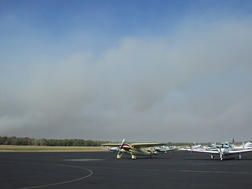 (Image: Looking across ramp at darker smoke