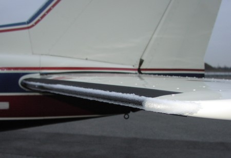 (Image: ice on the horizontal stabilizer)