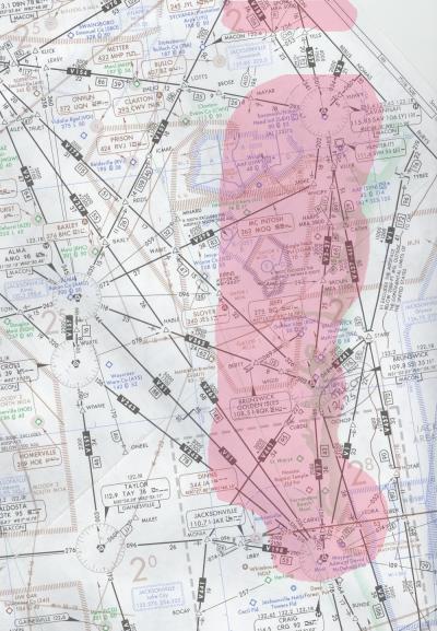 (Image: Weather between Hilton Head and Jacksonville overlaid on enroute chart)