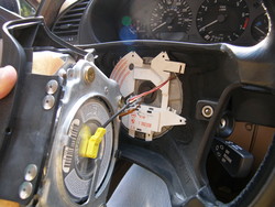 (Image: Rear of the old four spoke airbag still attached to the wheel)