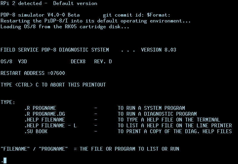 (Image: PIDP-8/I OS/8 shell)